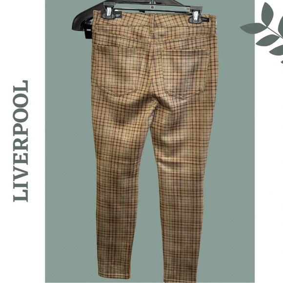 LIVERPOOL MADONNA  SKINNY TARTAN Stretch Pant Brown Tan Size - Picture 4 of 8
